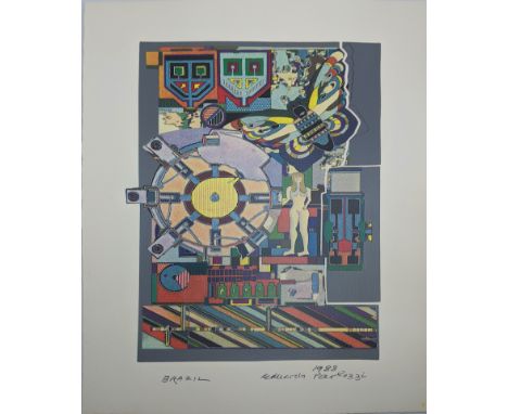 Eduardo Paolozzi (1924-2005), Brazil, screenprint, signed and dated 1988 within the print, unframed, H.28cm W.18cm