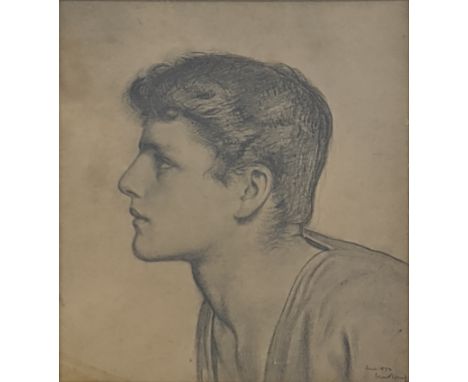 Edward Clifford (1844-1907), portrait of a boy, chalk drawing on paper laid on board, signed lower right and dated 1872, H.21