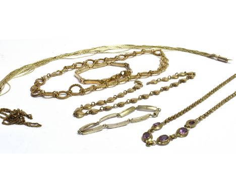 A QUANTITY OF SILVER JEWELLERY Comprising three silver necklaces and threes silver bracelets, total gross weight approx. 180 
