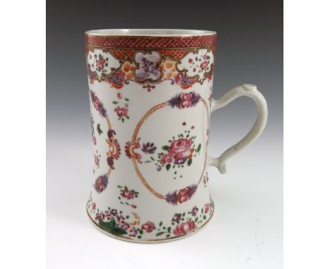 Edme and Emile Samson, a large Chinese style famille rose tankard, Paris, 19th century, played cylindrical form, painted and 