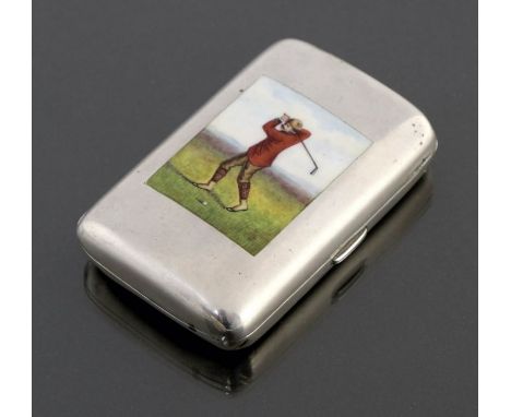 A Victorian silver and enamelled cigarette case, Rolason Brother, Birmingham 1893, cushioned and hip forming cuboid form with