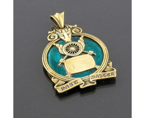 Omar Ramsden, an Arts and Crafts silver gilt and enamelled medal, London 1938, for a Past Master of the Worshipful Company of