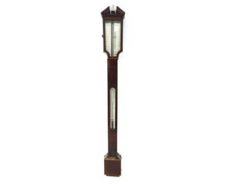 Ceaser Altria, Aberdeen, a rare early 19th Century Scottish provincial stick barometer, circa 1830, flame mahogany and boxwoo