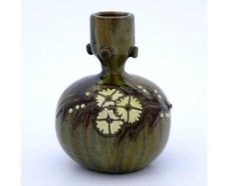 Edmund Harry Elton for Sunflower Pottery, an Elton Ware vase, spherical gourd form with cylindrical neck applied with prunts,