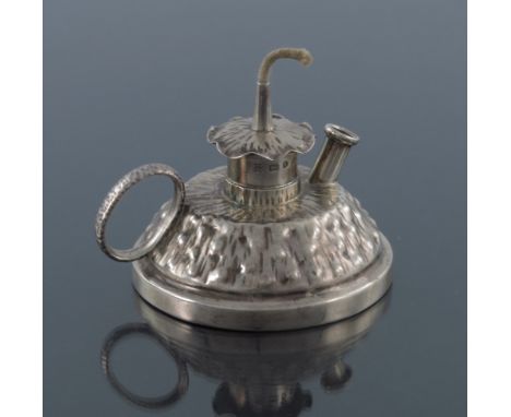 Christopher Dresser (attributed), an Aesthetic Movement silver cigar lighter, Heath and Middleton, Birmingham 1890, of natura