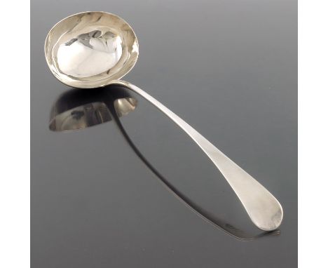 A George III silver ladle, Duncan Urquhart and Naphtali Hart, London 1813, Old English pattern, 36cm long, 6.50ozt