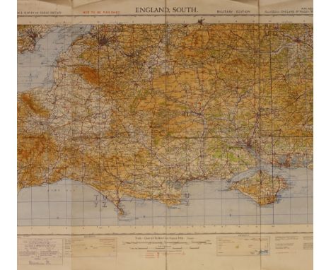 A WWII Military Edition Ordnance Survey Map of England, South, War Revision, 1940, on linen, 65 by 89cm, unframed