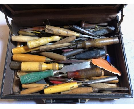Collection of various Woodworking tools mostly chisels