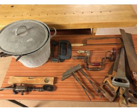 Collection various tools to include saws, hand drills etc