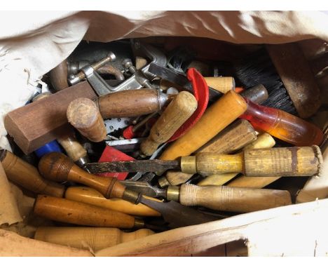 Collection of various Woodworking tools mostly chisels
