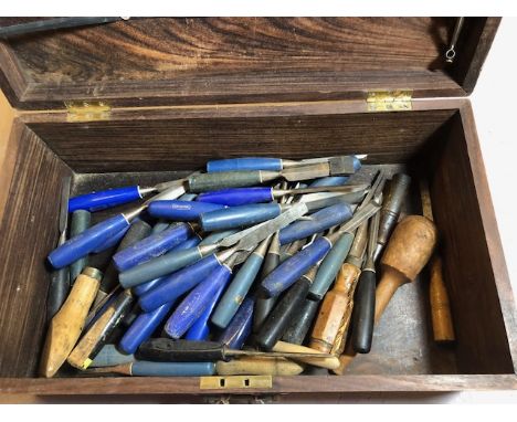 Collection of various Woodworking tools mostly chisels