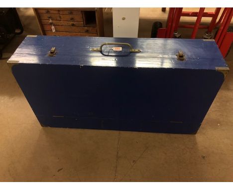 Large Brass bound tool chest with internal compartments and drawers approx 91 x 23 x 48cm