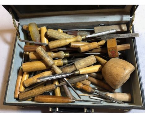 Collection of various Woodworking tools mostly chisels