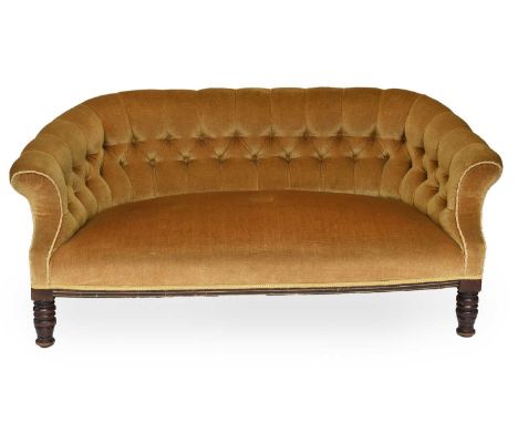 A Small Victorian Buttoned Parlour Sofa, Chesterfield Style, 138cm by 67cm by 63cm