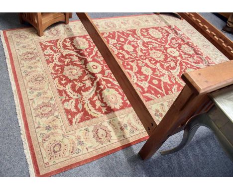 Ziegler Design Carpet, the strawberry field of palmettes and leafy vines framed by similar borders and guard stripes, 276cm b