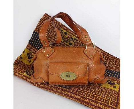 Mulberry Knightsbridge Oak Leather Shoulder Bag, with postman's lock and brass fittings, bowling bag shape with leather strap