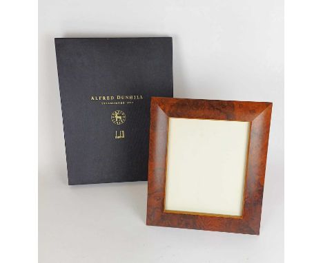 David Linley Burr Walnut Photograph Frame for Alfred Dunhill, with an easel back impressed 'Linley', in original box with Dun