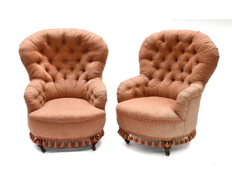 A Pair of Victorian Mahogany Framed Button Back Chairs
