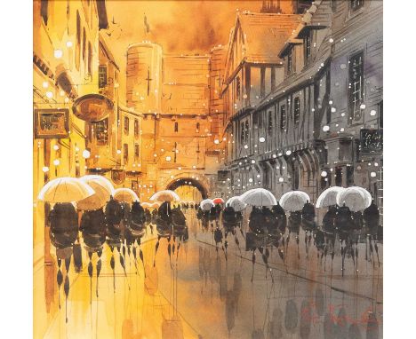 Peter J Rodgers (Contemporary)"Walk to the Gate, York"Signed, watercolour, 39.5cm by 39.5cmMinor surface dust and debris incl
