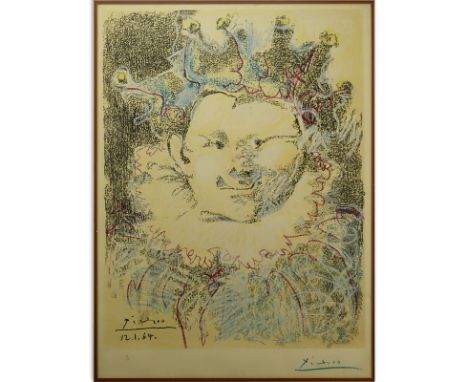 Pablo Picasso, Spanish (1881-1973) Color lithograph "Tete De Buffon". Signed in blue crayon. Numbered 116/200. Toning from ag