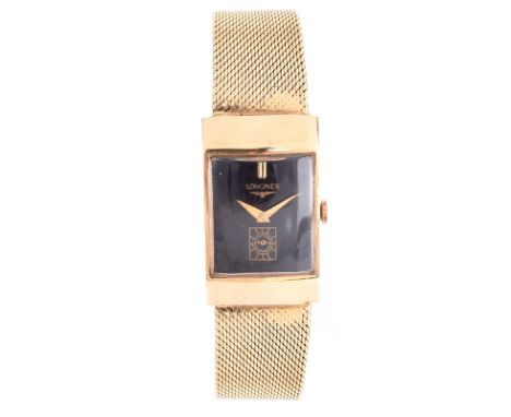 Man's Vintage Longines 14 Karat Yellow Gold Watch with what Appears to be a Vintage Rolex 14 Karat Yellow Gold Bracelet. Case
