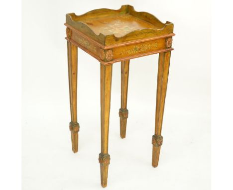 Vintage Sarreid LTD., Edwardian Style Pine Side Table. Sarreid LTD tag affixed on underside. Some scuffs and scratches overal