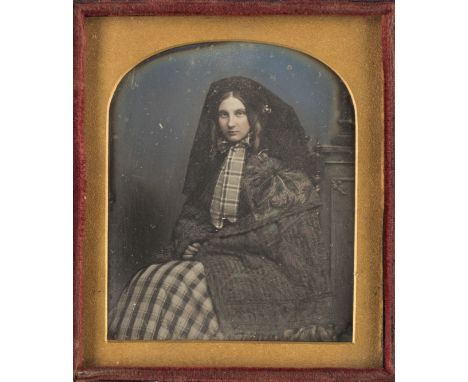 *Pair of sixth-plate daguerreotypes of young ladies, early 1850s,  the first a tinted daguerreotype portrait by Richard Lowe,