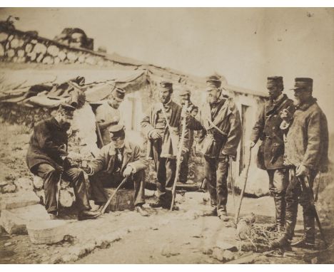 *Fenton (Roger, 1819-1869). Lieut. Col. Shadforth & Officers of the 57th, 1856,  salt print, printed title and publisher's im