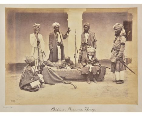 *Bourne (Samuel, 1834-1912). Pathans, Peshawar Valley, India, 1860s, albumen print photograph, showing a young boy, a young p