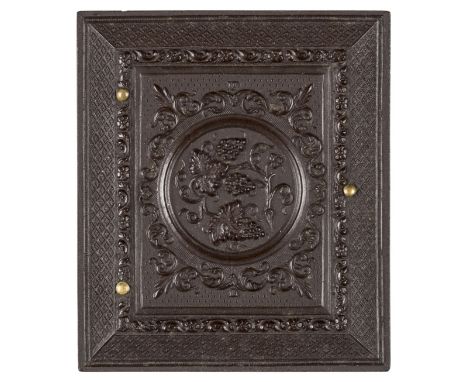 *Bunches of Grapes in Circular Motif. Very, very rare ninth-plate brown thermoplastic union case by (Smith's) Improved Patent