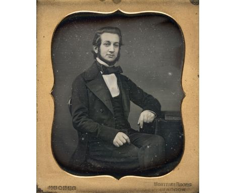 *Sixth-plate daguerreotype of a seated young man, by Cornelius J. Hughes, Monteith Rooms, 67 Buchanan Street, Glasgow, early 