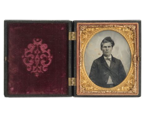 *The Indian Monument, Havana, Cuba. Rare sixth-plate black thermoplastic union case by Littlefield, Parsons & Co., c. 1860,  