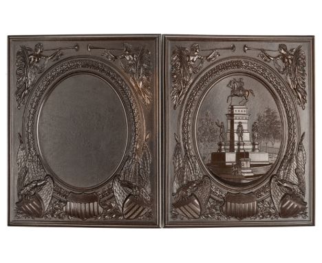 *The Washington Monument with Seraphs and Eagles. A half-plate brown thermoplastic union case by Samuel Peck & Co., c. 1858, 