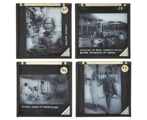 *Magic Lantern Slides. A group of 16 diapositive lantern slides of Madagascar, c. 1930s,  plus 10 further travel interest, in