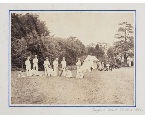 *Carroll (Lewis, 1832-1898 ). Twyford School Eleven, Summer Term, 1859,  albumen print, two caps with evidence of light blue 