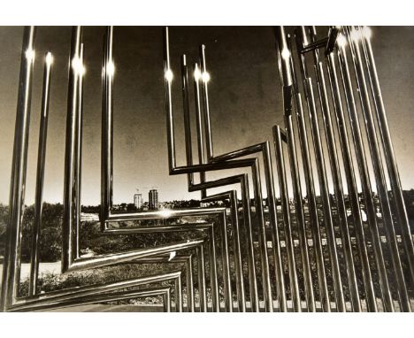 *Capa (Cornell, 1918-2008). Stainless steel abstract structure by Yaakov Agam, 1973,  vintage gelatin silver print test photo