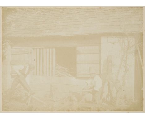 *Talbot (William Henry Fox, 1800-1877). The Woodcutters - Nicole & Pullen Sawing & Cleaving, c. 1845,  salt print from a calo