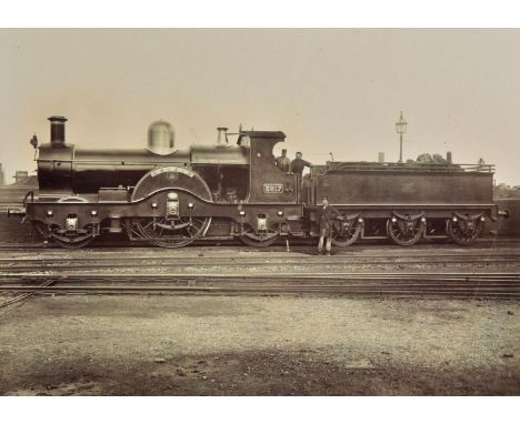 *Trains. A group of approximately 90 gelatin silver print photographs of train engines, c. 1890s,  14 x 20cm, individual card