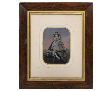 *Half-plate ambrotype of Elizabeth Brag, 1858,  tinted, label inside reads 'taken 11 Oct 1858 by Louth[?]' and '11 Oct 1858, 