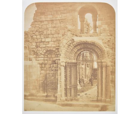 *Fenton (Roger, 1819-1869). Lindisfarne Priory, Lindisfarne, 1856,  salted paper print with arched top, three figures visible