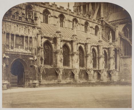 *Fenton (Roger, 1819-1869). Gloucester Cathedral, Gloucester, 1850s,  albumen silver print photograph, arched top, original m