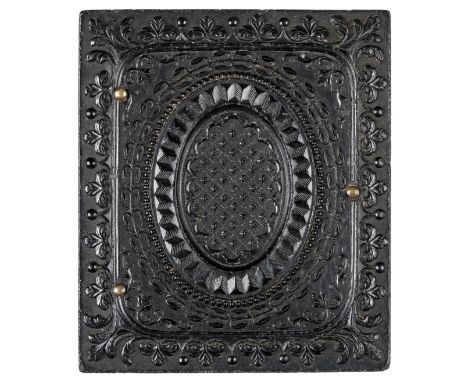 *Diamond Cut Oval. Rare ninth-plate black thermoplastic union case by Smiths Patent Improved Union Case, circa 1860,  housing