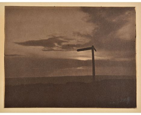 *Sutcliffe (Frank Meadow, 1853-1941). Signpost at Sunset, c. 1890,  carbon print, signed in pencil in the image lower right, 