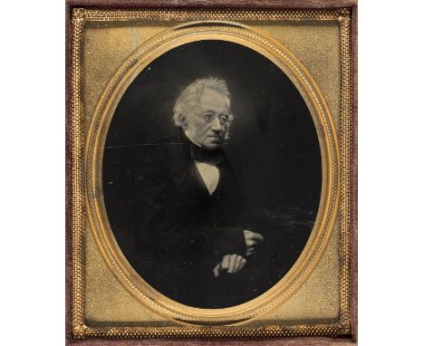 *Sixth-plate ambrotype of an old gentleman, by Ross & Thomson, Photographers to the Queen, Edinburgh, late 1850s,  embossed l