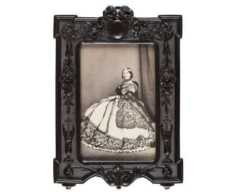 *Ninth-plate ambrotype portrait of a girl, 1860s,  tinted, in a very rare thermoplastic frame by John Smith of Birmingham, ov