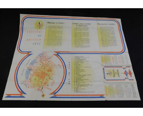 Packet: 1951 Festival of Britain interest comprising Guide, Welcome to London leaflet, calendar of events, four London Transp