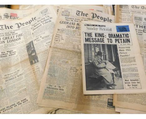 Two packets assorted vintage newspapers, WWII, General Strike etc