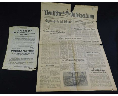 Packet WWII occupation of the Channel Islands interest comprising printed notice dated 6 June 1940 (D-Day) in German and Engl