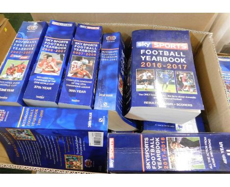 Three boxes Rothmans/Sky Sports football year books from first year 1970-71 to 48th year 2017-18, all paperbacks except secon