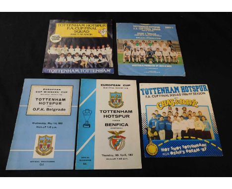 Leicester City v Tottenham Hotspur 1961 FA cup programme + Burnley v Tottenham Hotspur 1962 FA cup final programme + 2 Totten